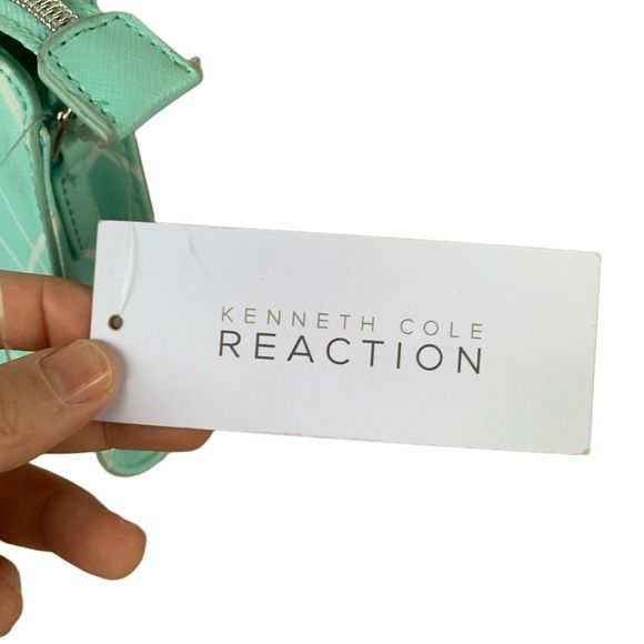 Kenneth Cole Window Pane Mini Crossbody Purse Robin White Girly Preppy Cute - Picture 3 of 12